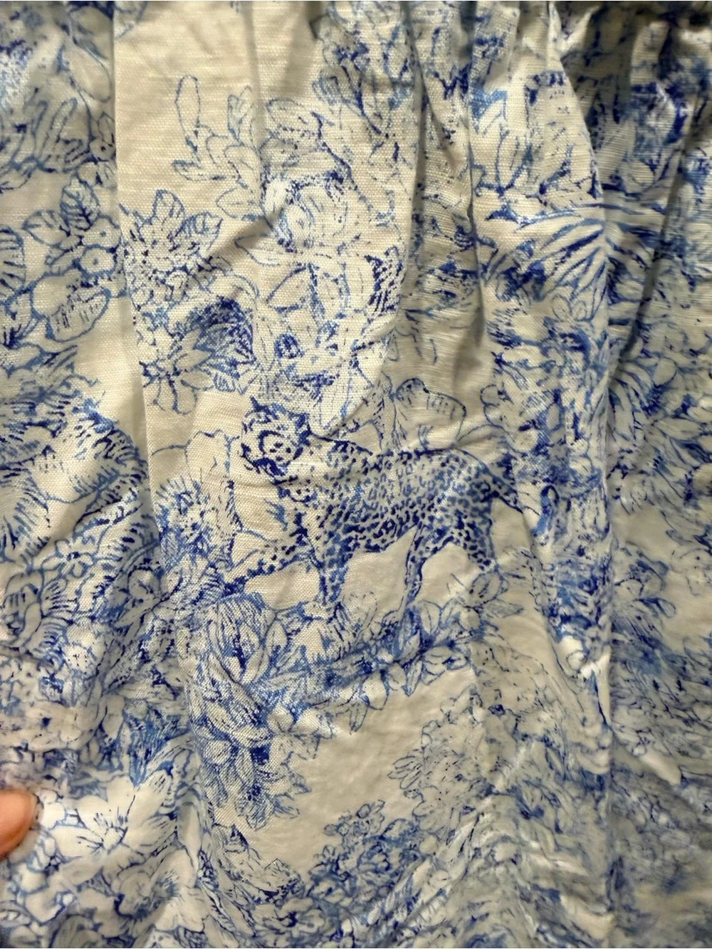 J.Crew Blue & White Toile Print Linen Blend Tie Front Dress XS NWT